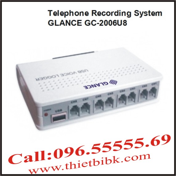 Máy ghi âm điện thoại 8 line GLANCE GC2006U8 USB